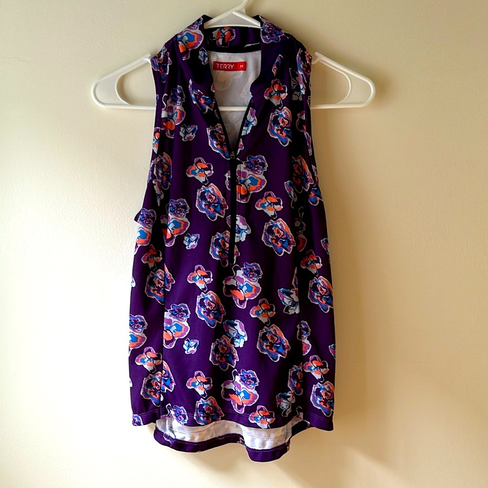Terry sleeveless cycling jersey with pockets